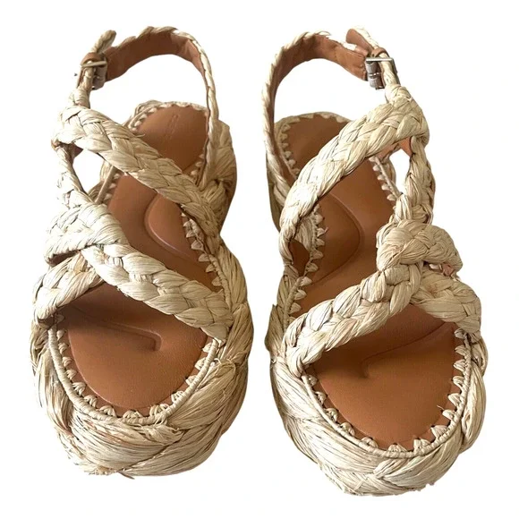 CLERGERIE Antona Size 41/US 10.5 Raffia Espadrille Slingback Platform Sandal NEW